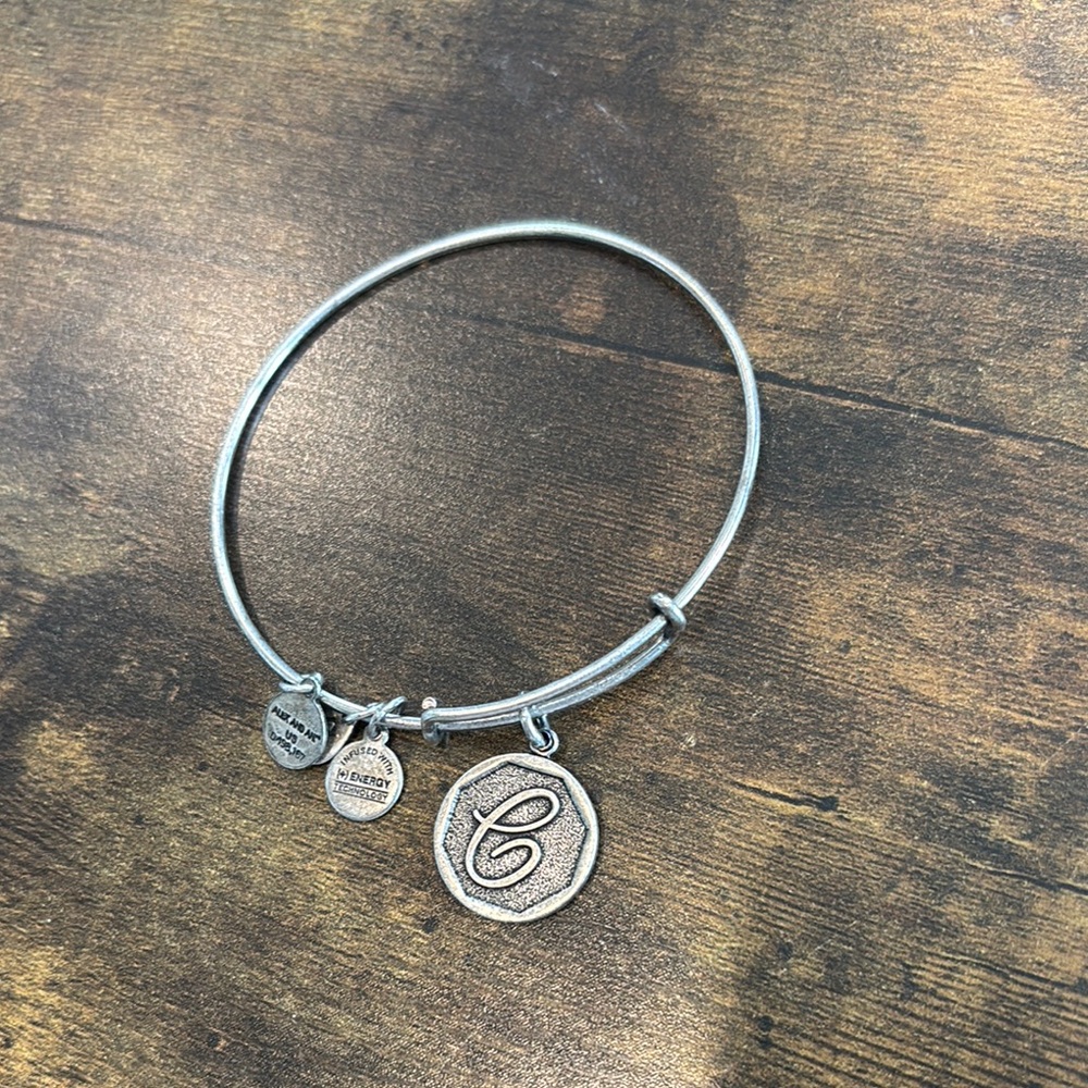 Alex and Ani silver bangle bracelet letter C